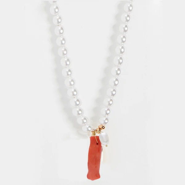 Vrouwen Чокеры kettingen колье Boho lariat nl perles bleues et pendentif corail красный коралл вешалка kettingen gelaagd - Окраска металла: necklace
