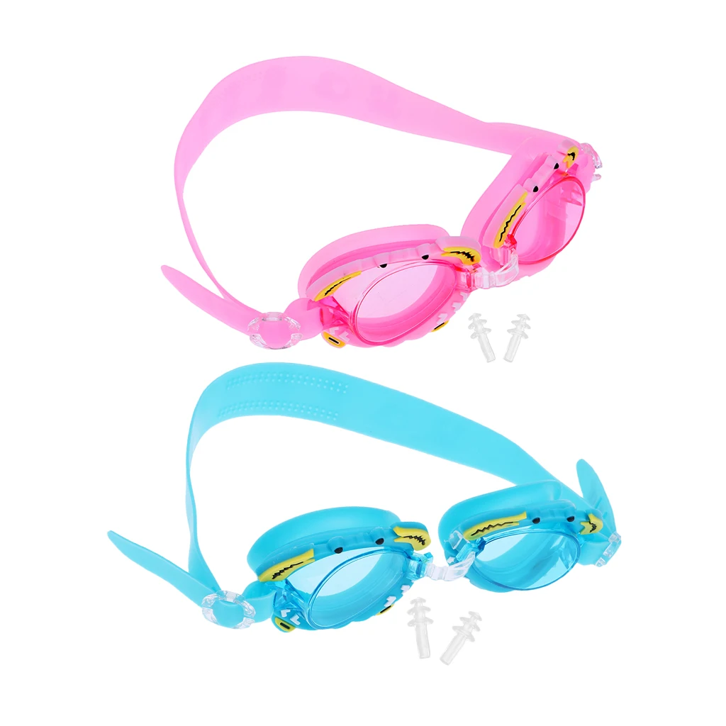 

Set of 2pcs Waterproof Swimming Googles Silicone Swim Glasses for Kids Girls Boys Pink Blue