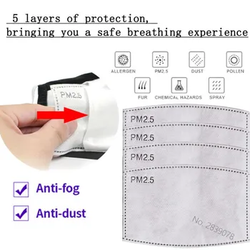 

10/50/100pcs Replaceable PM2.5 Carbon Face Mask Filter Paper Anti Dust Mask Activated Breathing Filters For Adult Mouth Mask Men