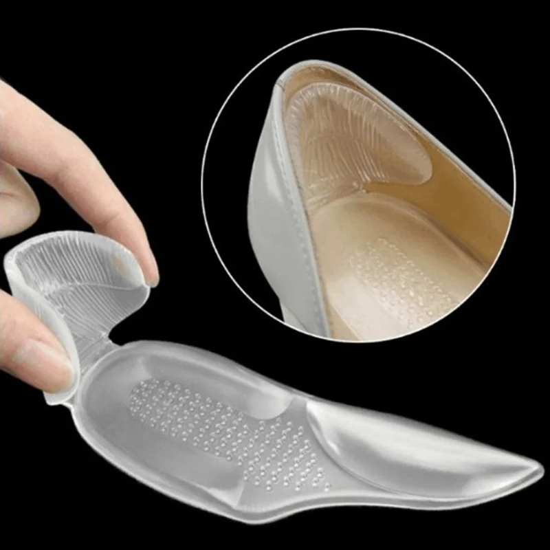 1 Pair Transparent Silicone High Heel Shoe Cushion Arch Support Pain Relief Soft Shoe Inserts Foot Care Insole