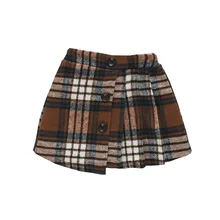 Осенне-зимняя юбка для девочек теплая клетчатая юбка для детей, модная одежда для девочек
