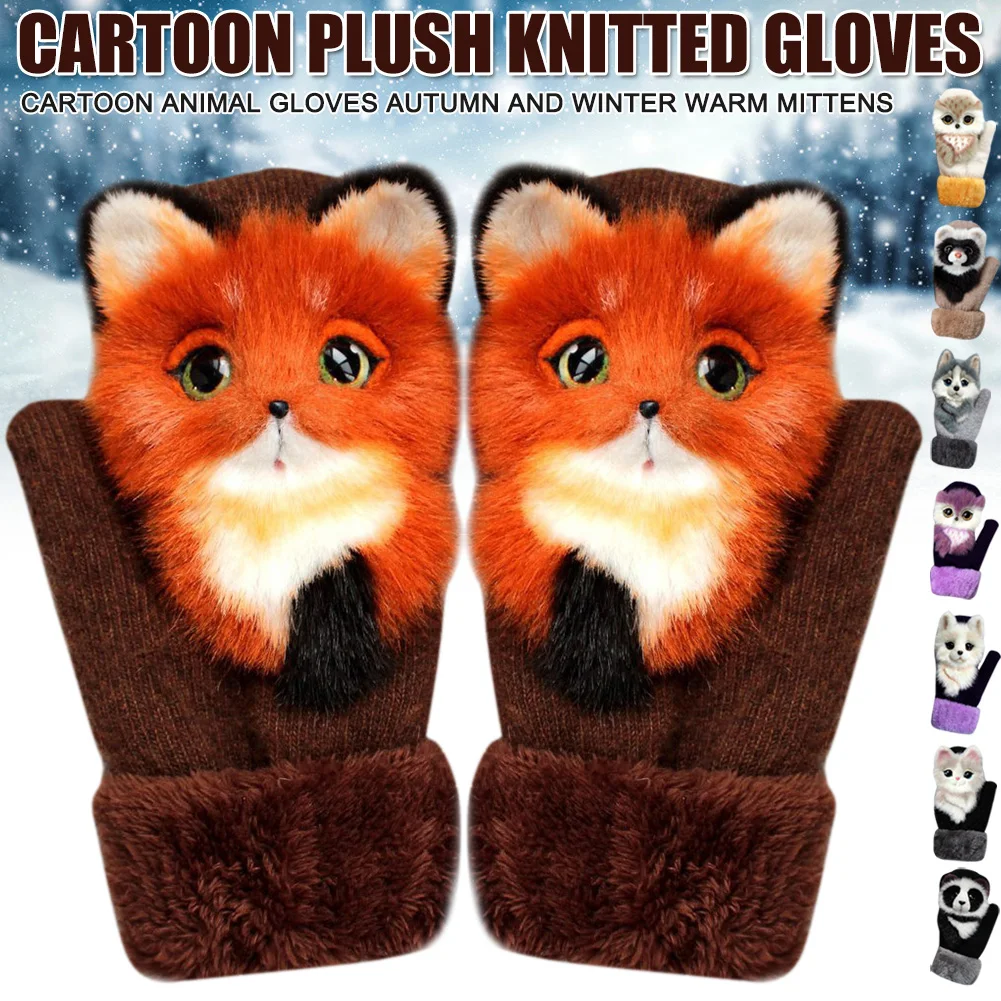 

Thick Warm Kids Gloves Winter Finger Mittens Cute Cartoon Girls Warm Ski Gloves Winter Children Gloves Christmas Gifts
