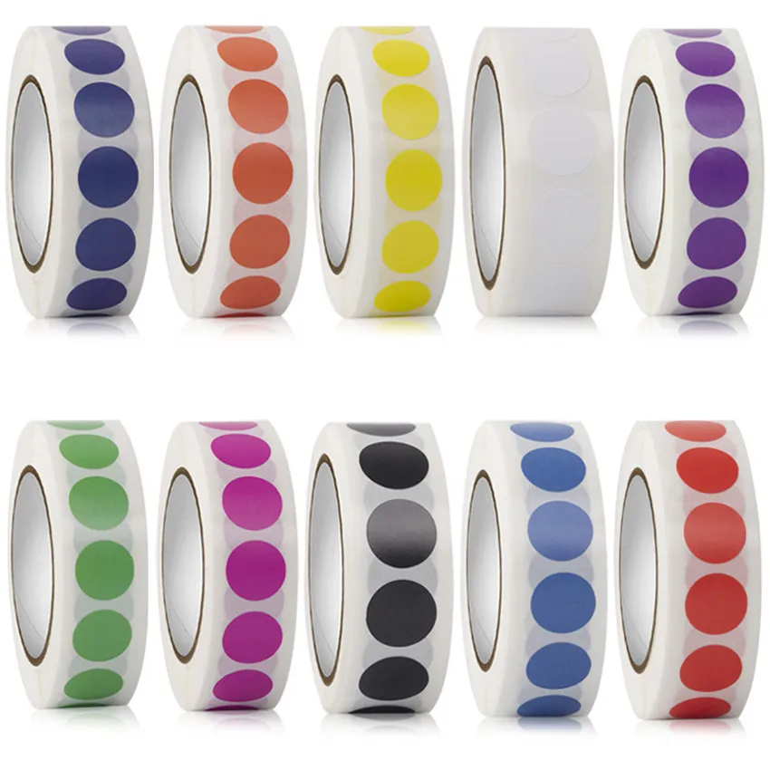 Self adhesive stickers 1000pcs Round Color-Code Dot Stickers Removable 1.3cm Chroma Label for Inventory Organize File Classification Stationery Sticker stationery stickers paper stickers adhesive stickers decorative labels stickers alphabet label stickers