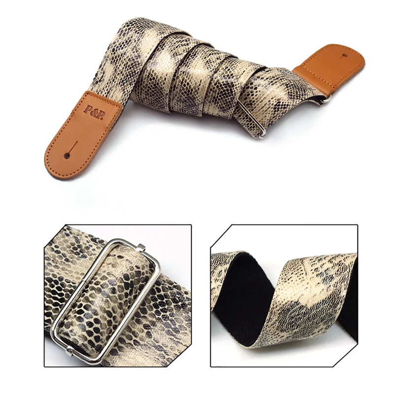 Practical Adjustable 95-150cm Electric Bass Guitar Strap Personality Crocodile Snake Skin PU leather Acoustic Guitar Accessories