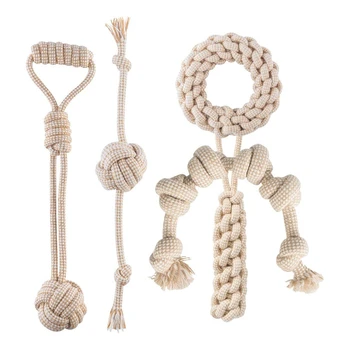 

Hot SV-5 Pcs Dog Toys, Made From Natural Cotton Dog Rope Toys for Tough Strong Puzzle Interactive Dogs Toy for Dog Birthday Gift