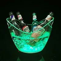 Cubos de hielo LED recargables de 8L, barril acrílico transparente, sostenedor de botella de vino, clubs nocturnos, luz, champán, cerveza