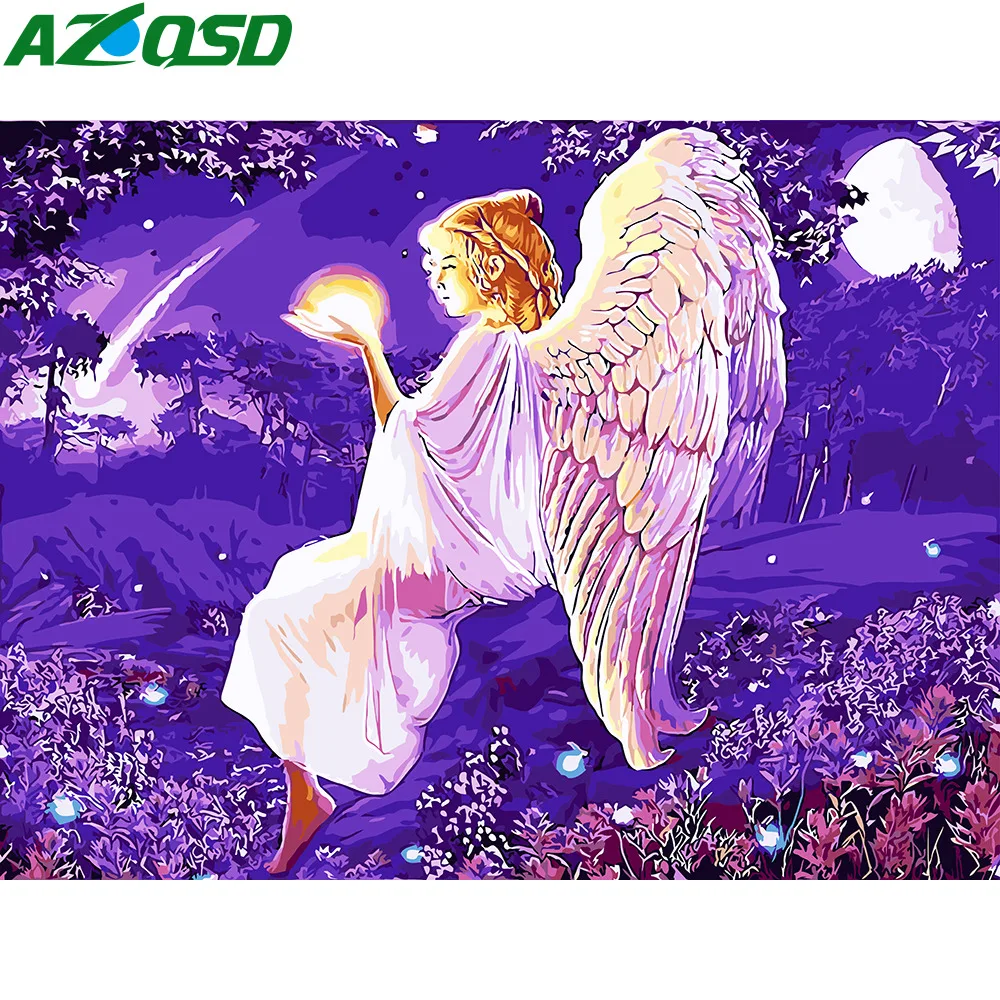 

AZQSD Painting By Numbers Angel Pictures By Numbers Girl Wall Art Figure Diy Paint Canvas Hand Painted Home Decor