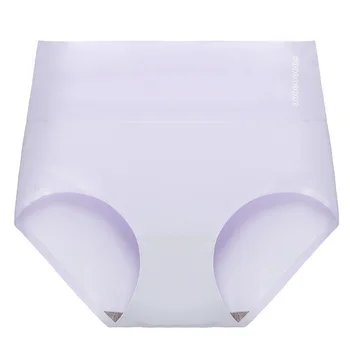 

Ice Silk Briefs For Women Lingerie High Waist Panties Solid Antibacterial Underpants Seamless Underwear Female Intimates M~XL