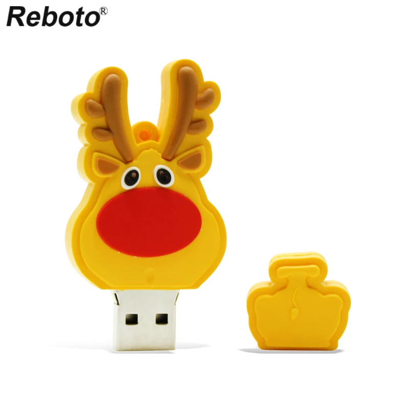 Cartoon Animal Mini Figure USB Flash Pendrive 64GB 32GB Memory Stick 16GB 8GB Mini Key Pendrive Cute Deer U Disk