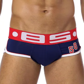 

Fashion Men's Slippery Ankle Sexy Breathable Close-fitting Simple Letter Cotton Briefs New