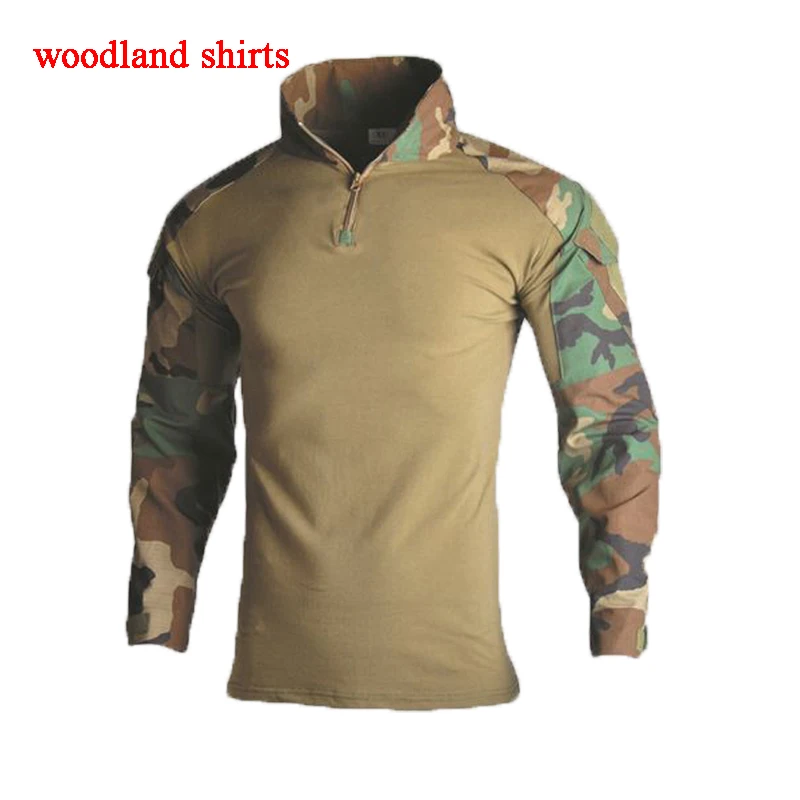 shirts woodland Уличная военная одежда тактическая Униформа камуфляж стрельба страйкбол футболка страйкбол Пейнтбол боевой камуфляж армейские боевые костюмы - Цвет: shirts woodland