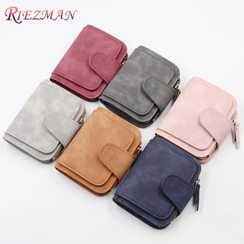

RIEZMAN Leather Women Wallets High Quality Designer Zipper Short Wallet Women Card Holder Ladies Purse Money Bag Carteira