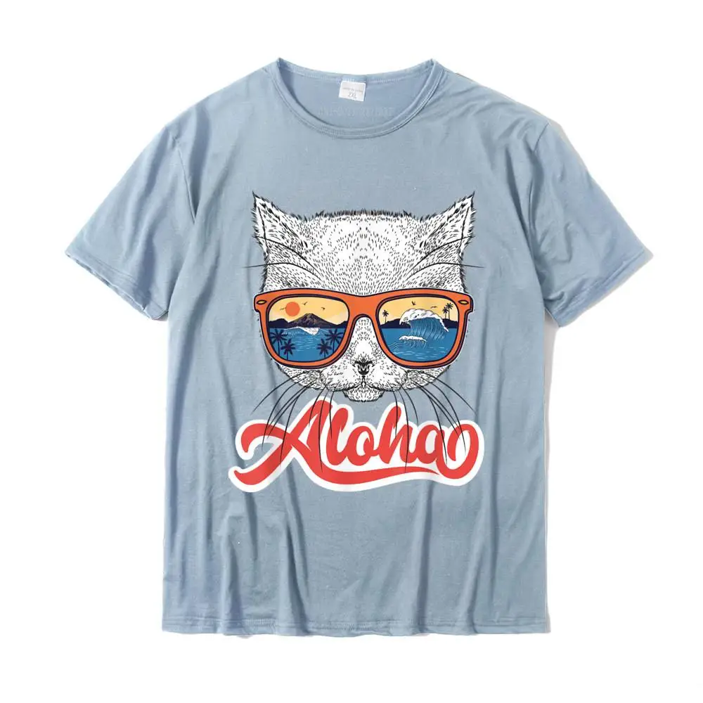 Prevailing Casual Print Top T-shirts O Neck Pure Cotton Men T Shirt Short Sleeve Summer/Autumn Print Tops T Shirt Aloha Hawaiian Cat Sunglasses Funny Cute Kitten Women T-Shirt__MZ14677 light