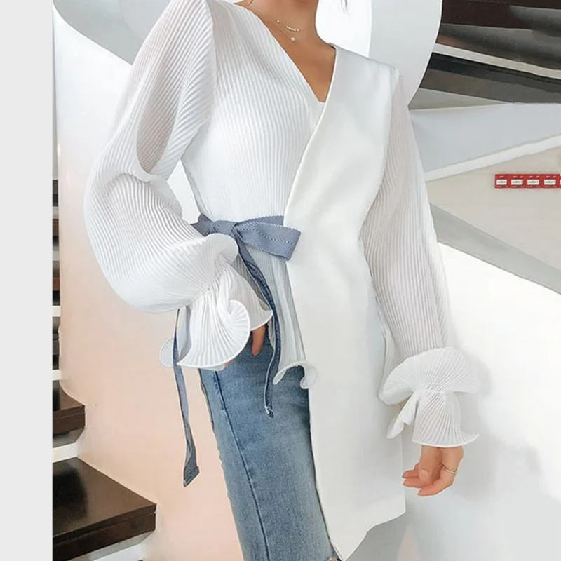 Cardigan Women Shirts Spring Autumn Blouses Long SLeeve Chiffon Office Lady White Solid Elegant Female Clothing Blusas Femininas