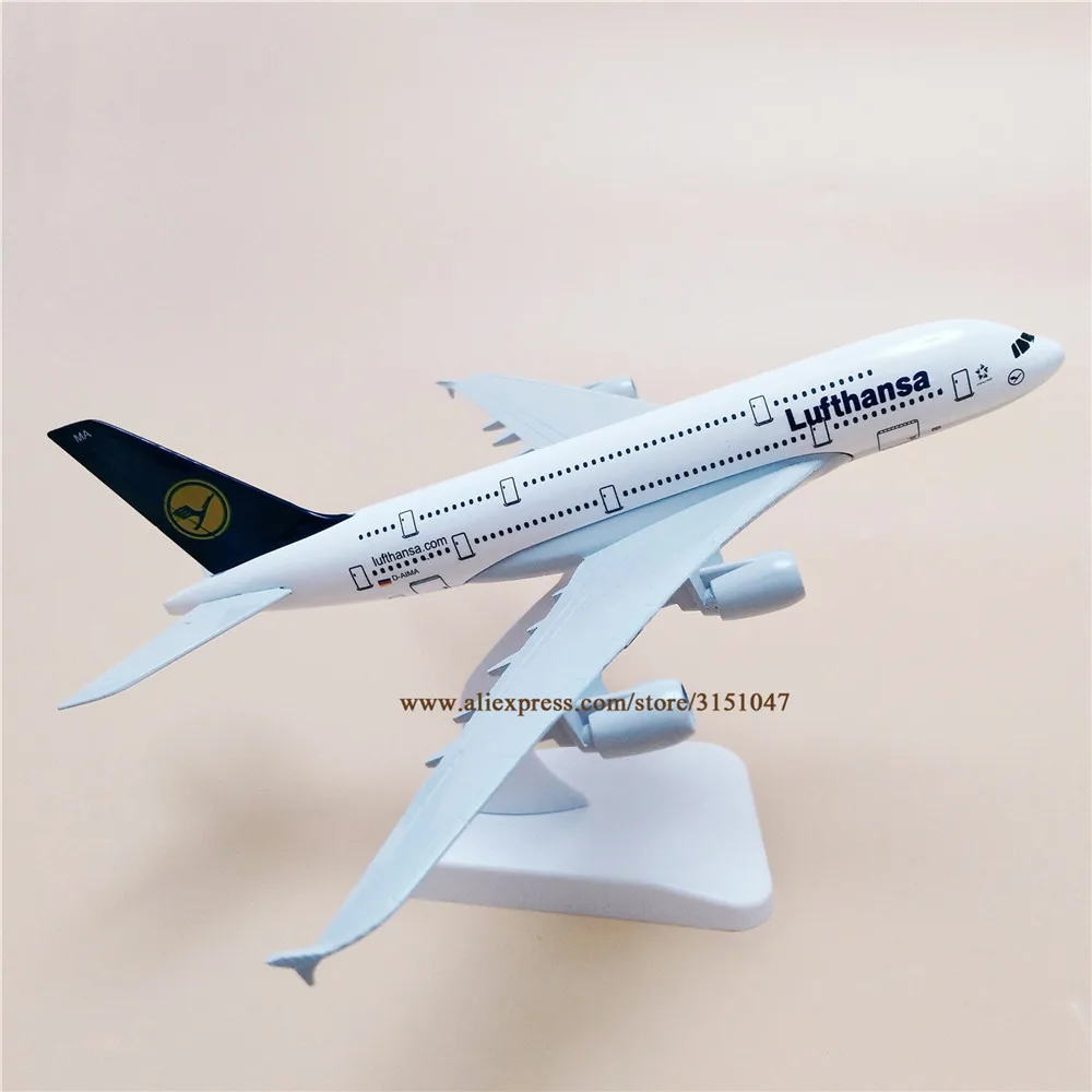 Сплав металла воздух Германия LUFTHANSA Airlines A380 модель самолета Airbus 380 Airways модель самолета Стенд самолет 20 см