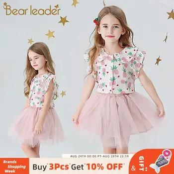 

Bear Leader Kids Girl Dress 2020 New Summer Girls Casual Dress Fruits Pineapple Pattern Party Costume Kid Children Vestidos Suit