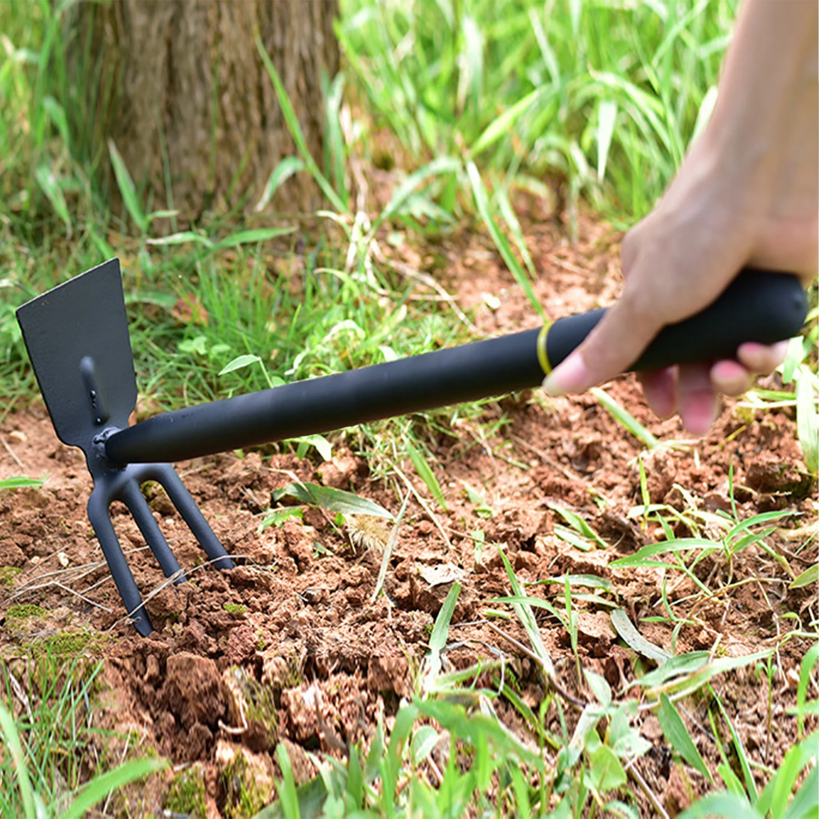 2in1 Mini Garden Hoe Rake Manganese Steel Material Resin Handle