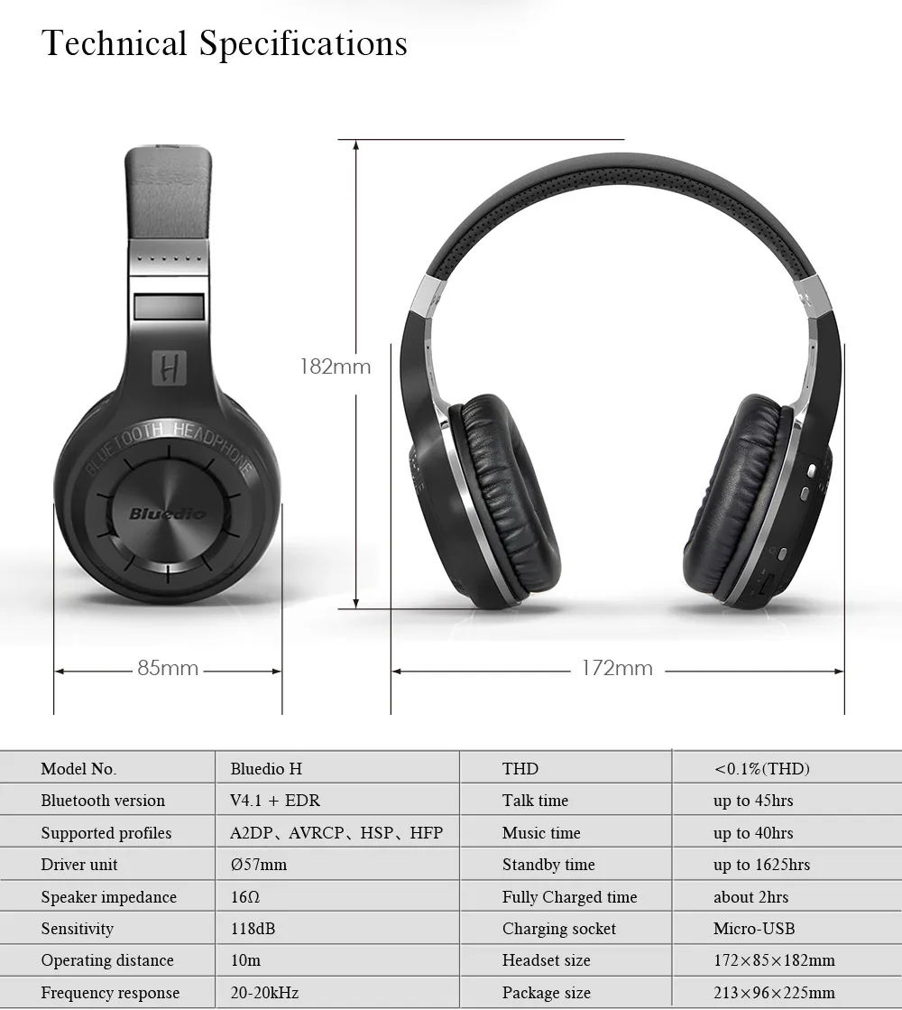 Bluedio HT bluetooth-гарнитура, беспроводные стерео наушники с глубоким басом и шумоподавлением, с микрофоном, поддержка 3,5 мм, аудио разъем