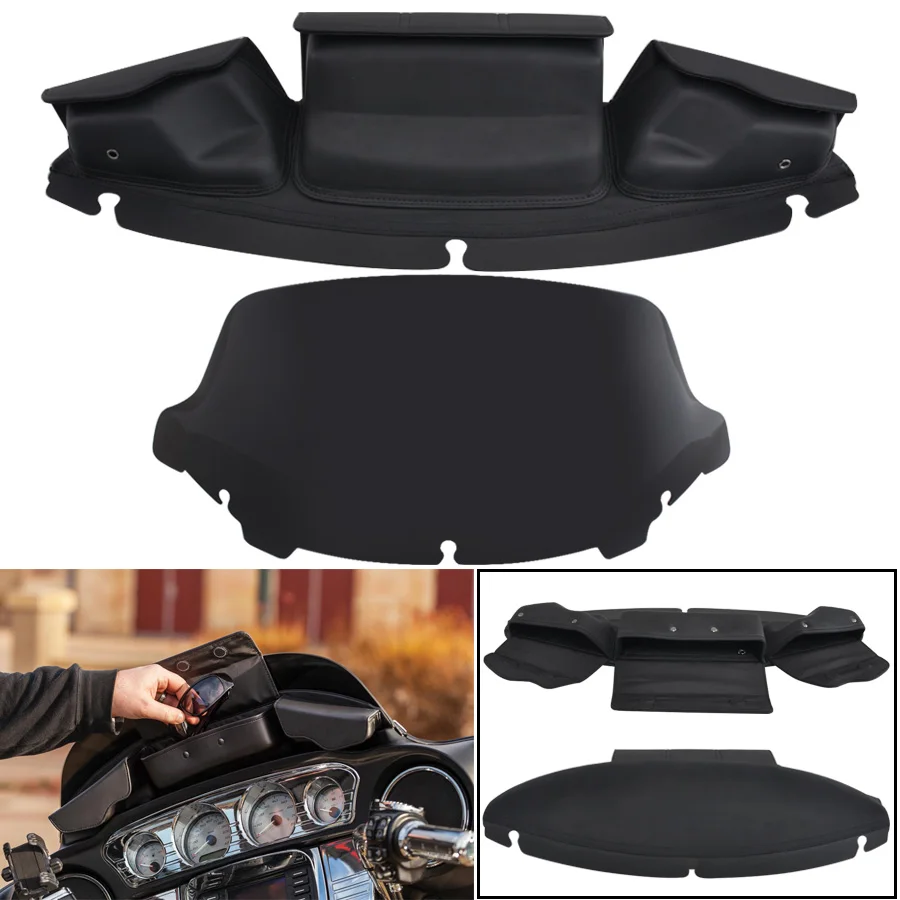 

Motorcycle 10.5"Windshield Fairing Cover &Three-Pocket Fairing Pouch Windshield Bag For Harley Electra Street Glide Touring Bike
