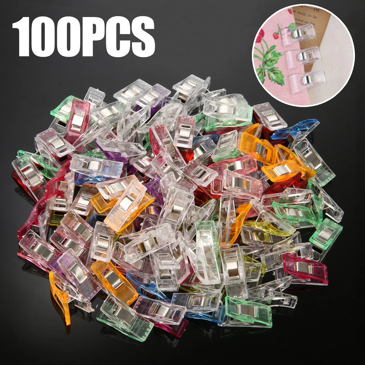 100pcs 2.7*1cm Plastic Sewing Clips Textile Cloth Fabric Holding Clamp Multi-color Home DIY Patchwork Craft Accessories