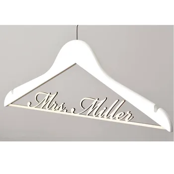 

Customize wedding dress hanger with gold name Mrs white wood bridal hangers laser engraved Wedding Gift hangers bridesmaid gifts