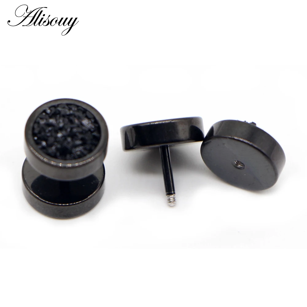 Stainless Steel Punk Double-Sided Crystal Barbell Ear Studs