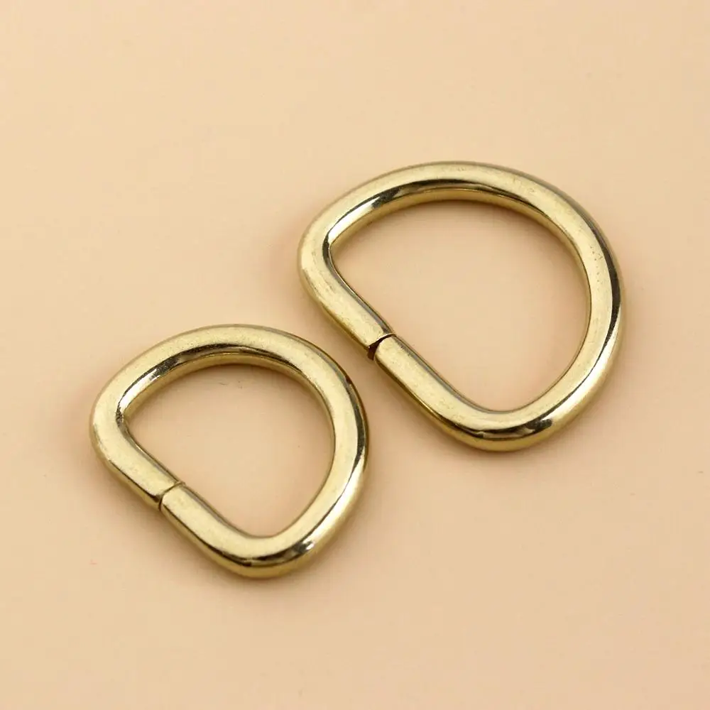 2Pcs Solid Brass D Rings Buckles for Bag Strap Belt Purse bing Dog