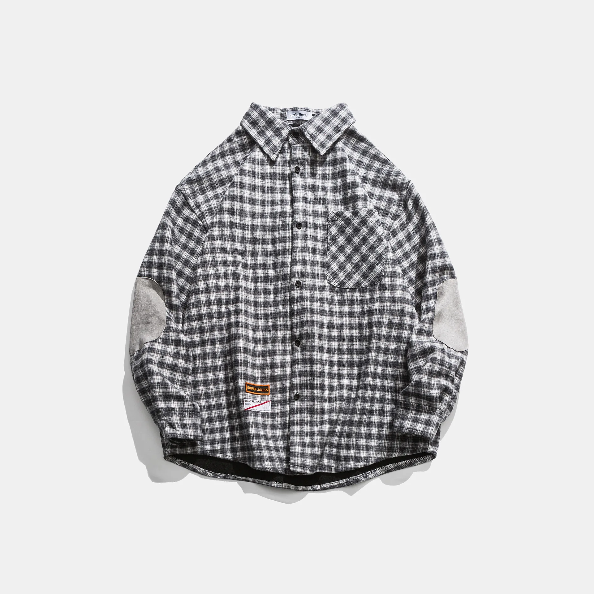 

City Where the Product 2019 Thick Winter Plaid Patch Contrast Color Japanese-style Origional plus Velvet Shirt Literature And Ar