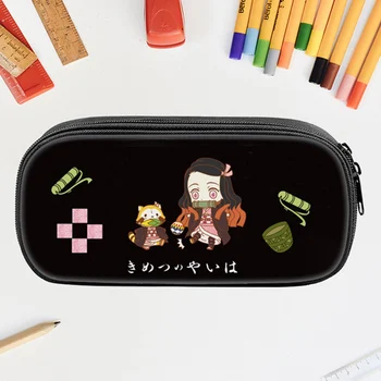 

1 Pc Anime Demon Slayer Kimetsu No Yaiba Canvas Wallet Pencil Case Zipper Makeup Bag Pen Stationery Bag