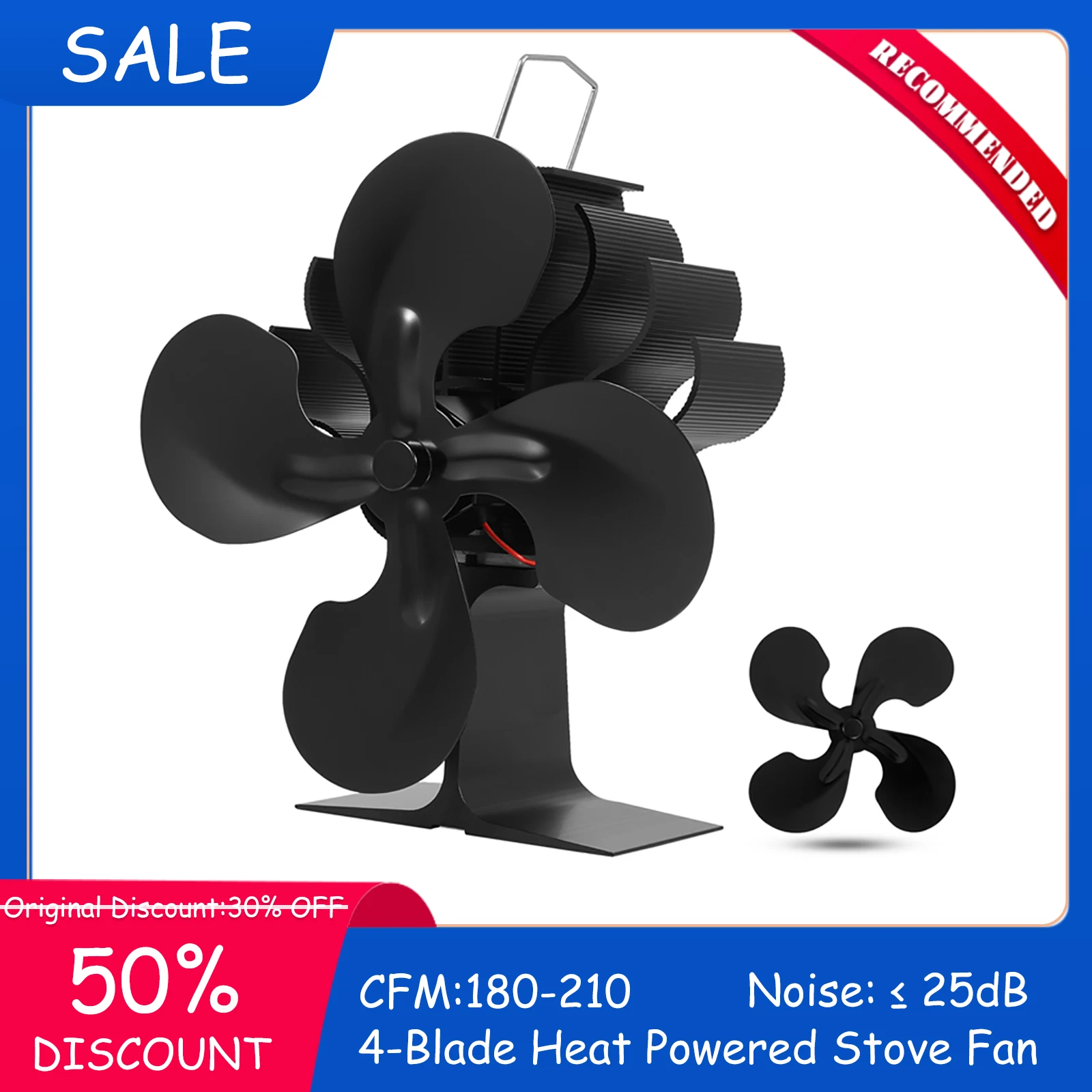 

HOT SALE 4-Blade Heat Powered Stove Fan for Wood / Log Burner/Fireplace Efficient Heat Distribution