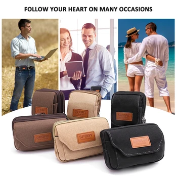 

Casual Classic Texture Creative Design Chic Canvas Waist Packs Men Zipper Fanny Bum Bag Zip Mobile Phone Case Pouch