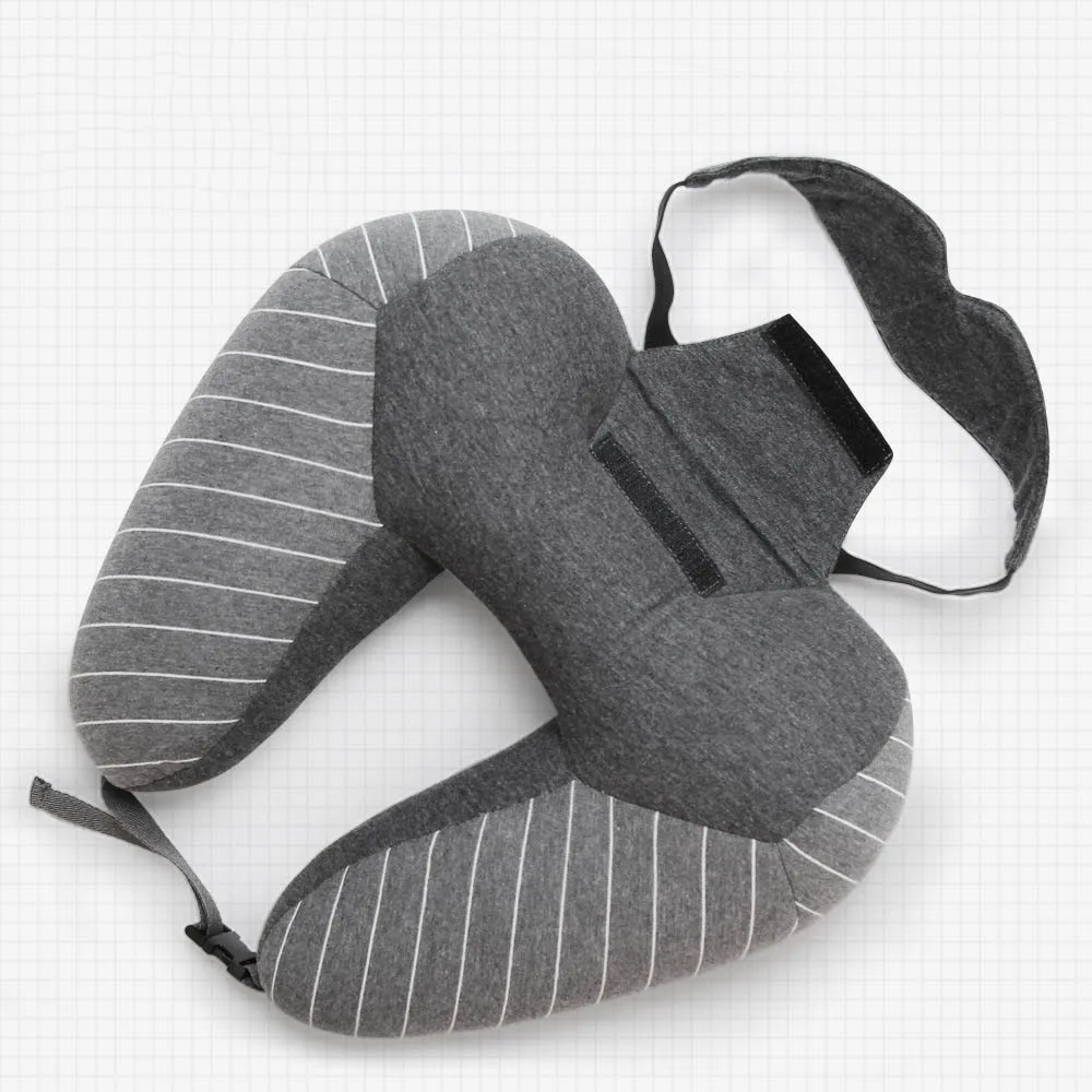 Подушка для путешествий подушка для шеи маска для глаз u-образная с накладкой для глаз Подушка для сна и путешествий Многофункциональная портативная Удобная - Цвет: Dark Grey