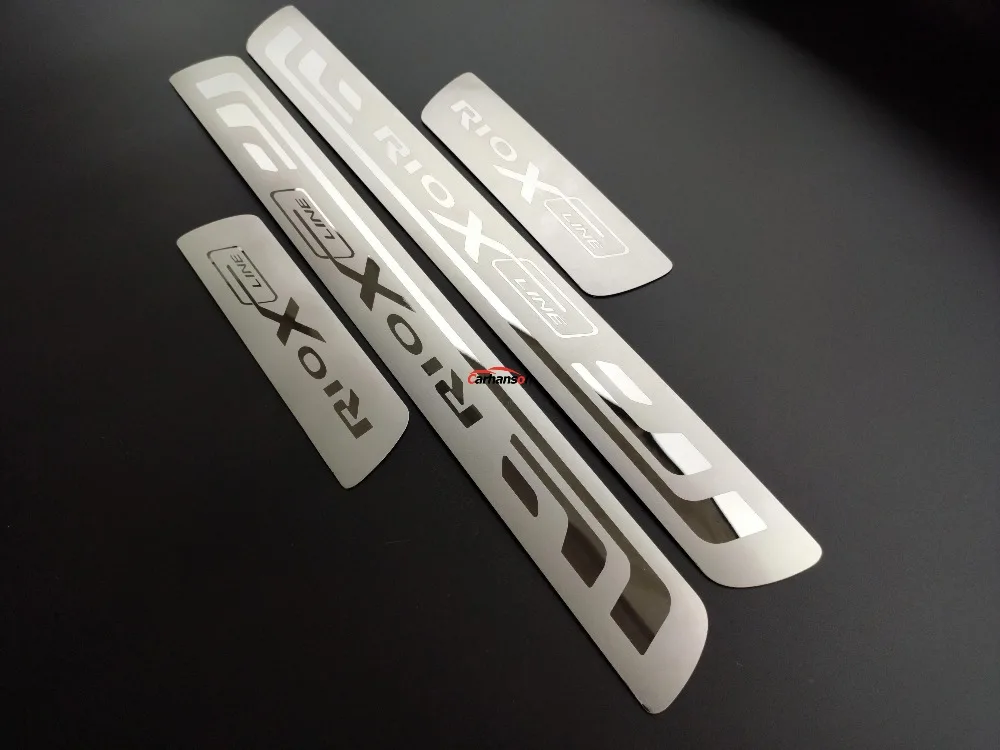 Car Styling Accessories For Kia Rio 3 4 5 X Line Door Sill Threshold Scuff Pedal Protector Stainless Steel Trim  2015 2017 2021