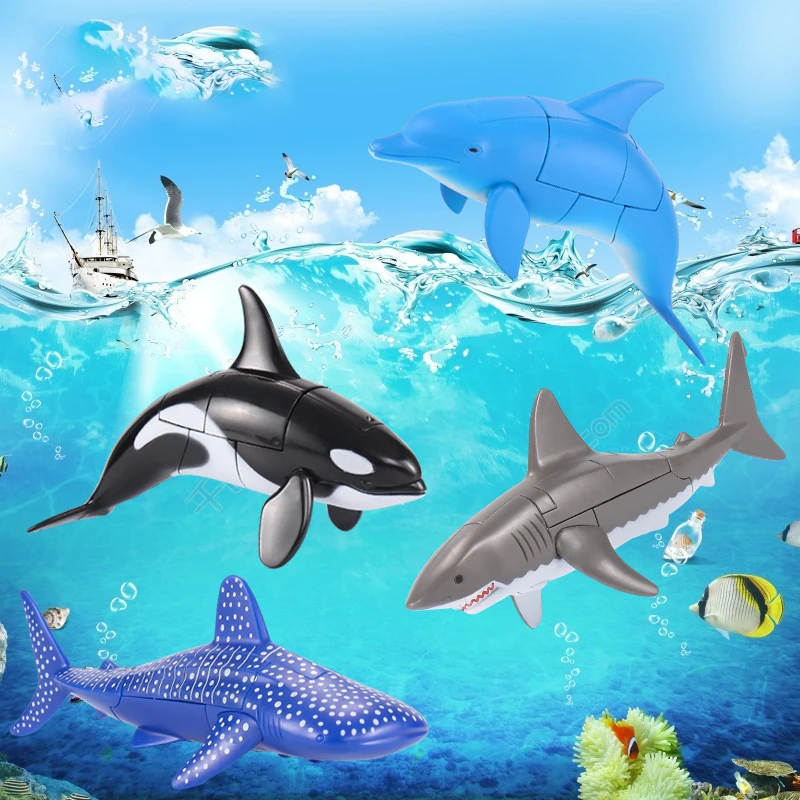 

Robot Transform Marine Life Toy Killer Whale Dolphin Great White Shark Transform Boy Action Doll Children's Toy