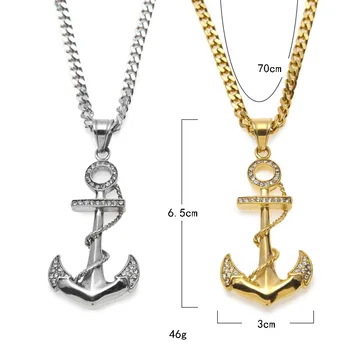 

Ice Out Cuban Necklace Pendant in Crystal Anchor Cross Hip Hop Man