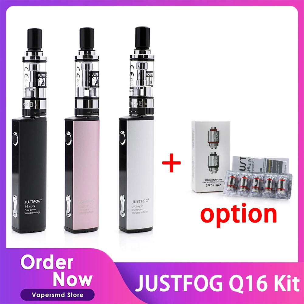 Justfog Q16 Starter Vape Kit с 900 мАч j-легко 9 батареей новый набор электронных сигарет 1 мл Pod