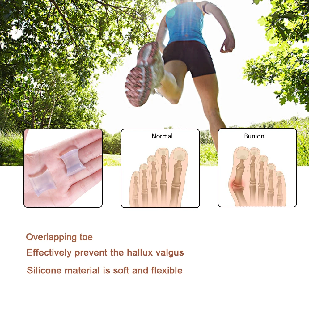 4pcs Silicone Gel Toe Separator Straightener Corrector Hallux Valgus Pain Friction Pressure Feet Care Tool D1294/D1297