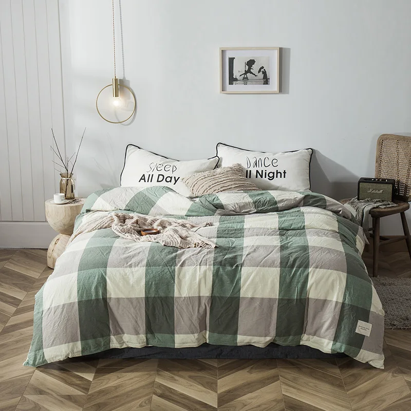 Nordic Winter Forest Small Animals Printed Duvet Cover Quilt Cover Bed Linen for Adult Kid Gift Full Queen 200*230 150*200 - Цвет: Темный хаки
