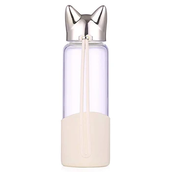 

350ml Travel Water Bottle Creative Cute Fox Glass Water Bottles Portable Leakproof Drinking Cups Office Bottle Drop Shipping