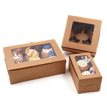 

10PCS 2/4/6 Holes Kraft Paper Cupcake Packing Box Muffin Wedding Party Case Holder Box TSH Shop