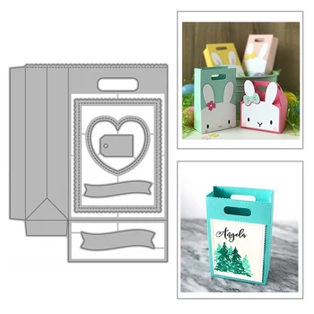 

2020 New Heart Shape Portable Candy Gift Box and Rectangle Frame Metal Cutting Dies For Making Scrapbooking Greeting Card Paper