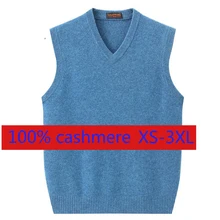 Высококачественный зимний утолщенный кашемировый жилет без рукавов, мужской теплый жилет с v-образным вырезом, повседневный компьютерный вязаный Размер XS-3XL