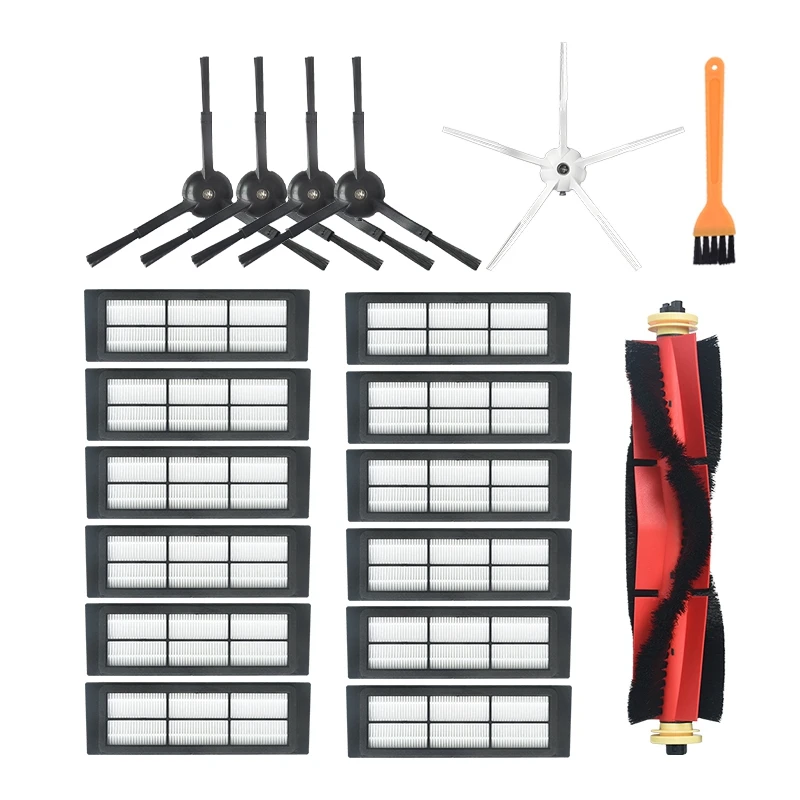 

5 Side Brush + 1 Roller Brush + 12 Filter Net for Xiaomi S6 S5 E35 E2 Robot Vacuum Cleaner Replacement Parts Accessories