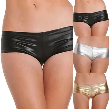 

Women Sexy PU Leather Panties briefs Fashion Ultra Shiny underwear Mini Stretchy briefs