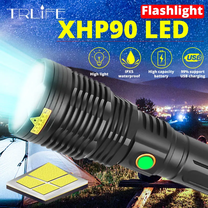 XHP90.2 Super Brightest LED Flashlight USB Rechargeable Torch XHP50.2 XHP70.2 Zoomable Hand Lamp 26650 18650 Battery Flash Light | Лампы и