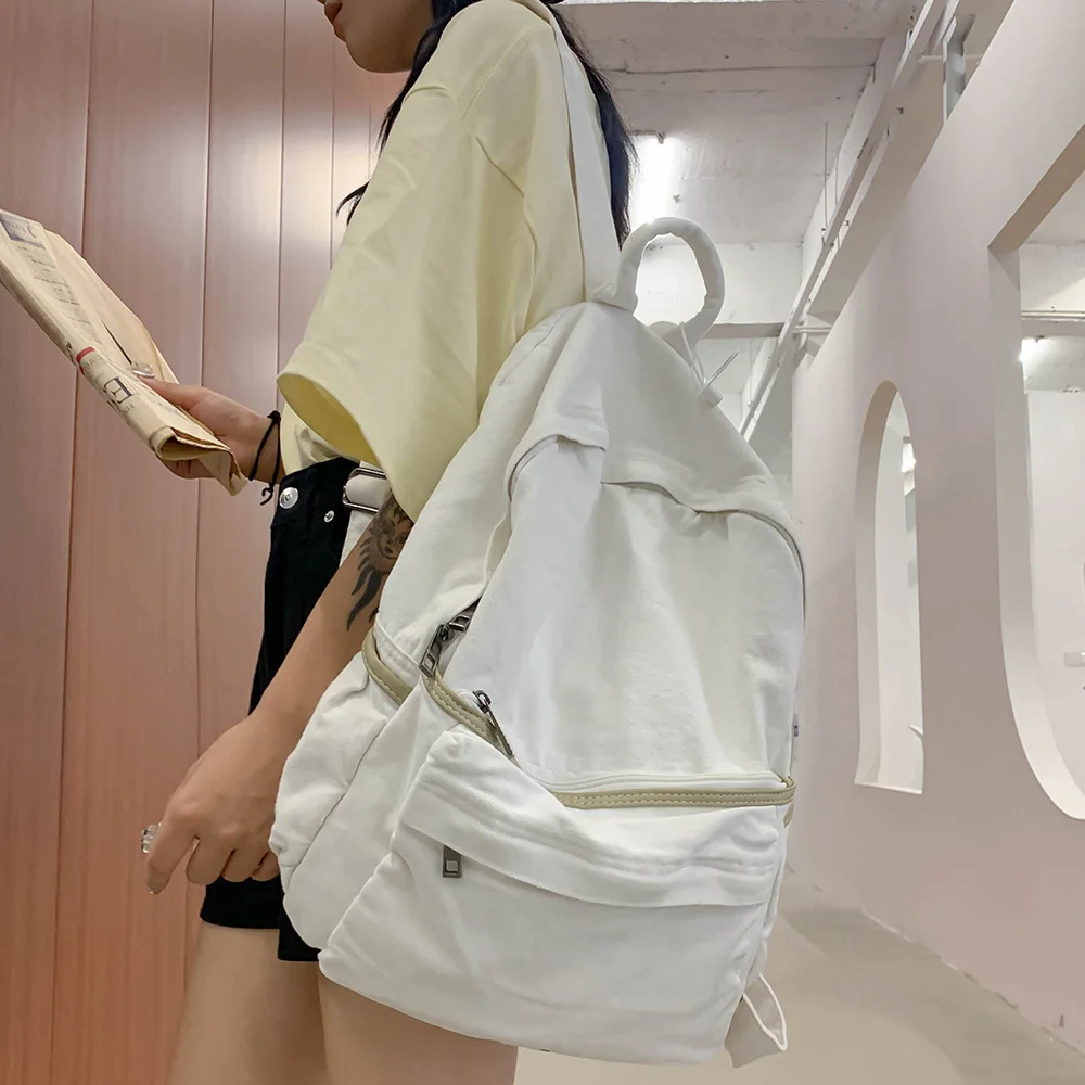 Travel Ladies Vintage Backpack Canvas Girl Fabric School Bag College Student Women Backpack Female Kawaii Laptop Bag Fashion New 2