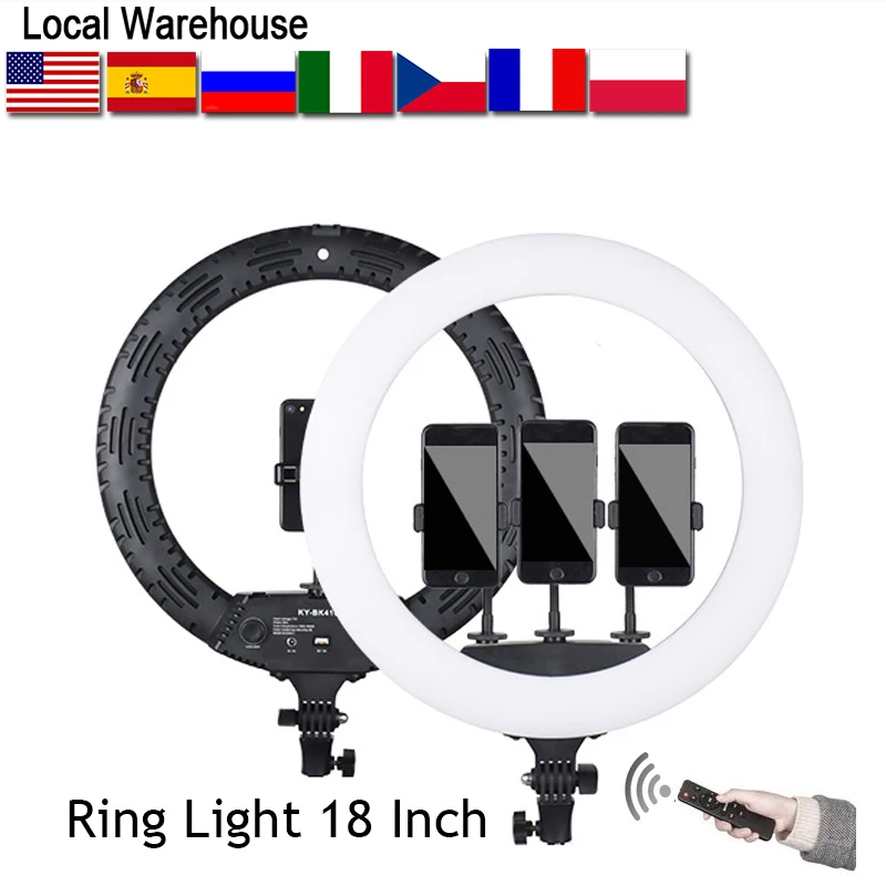 2M bracket 18 Inch Ring Light LED Video Makeup Light Dimmable 6000K Photography Lamp Tripod Beauty Light Studio Photo Lamp