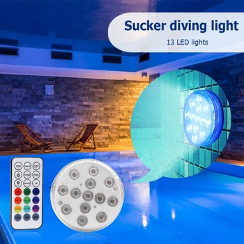 

7/8cm LED Submersible Light Remote Control IP68 Waterproof Suction Cup Battery Operated Underwater Swimming Pool Suction Lamp