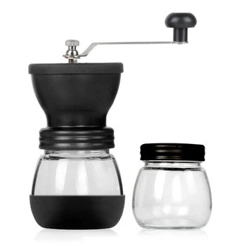 

HOT Manual Coffee Grinder with Storage Jar Soft brush Conical Ceramic Burr Quiet and Portable