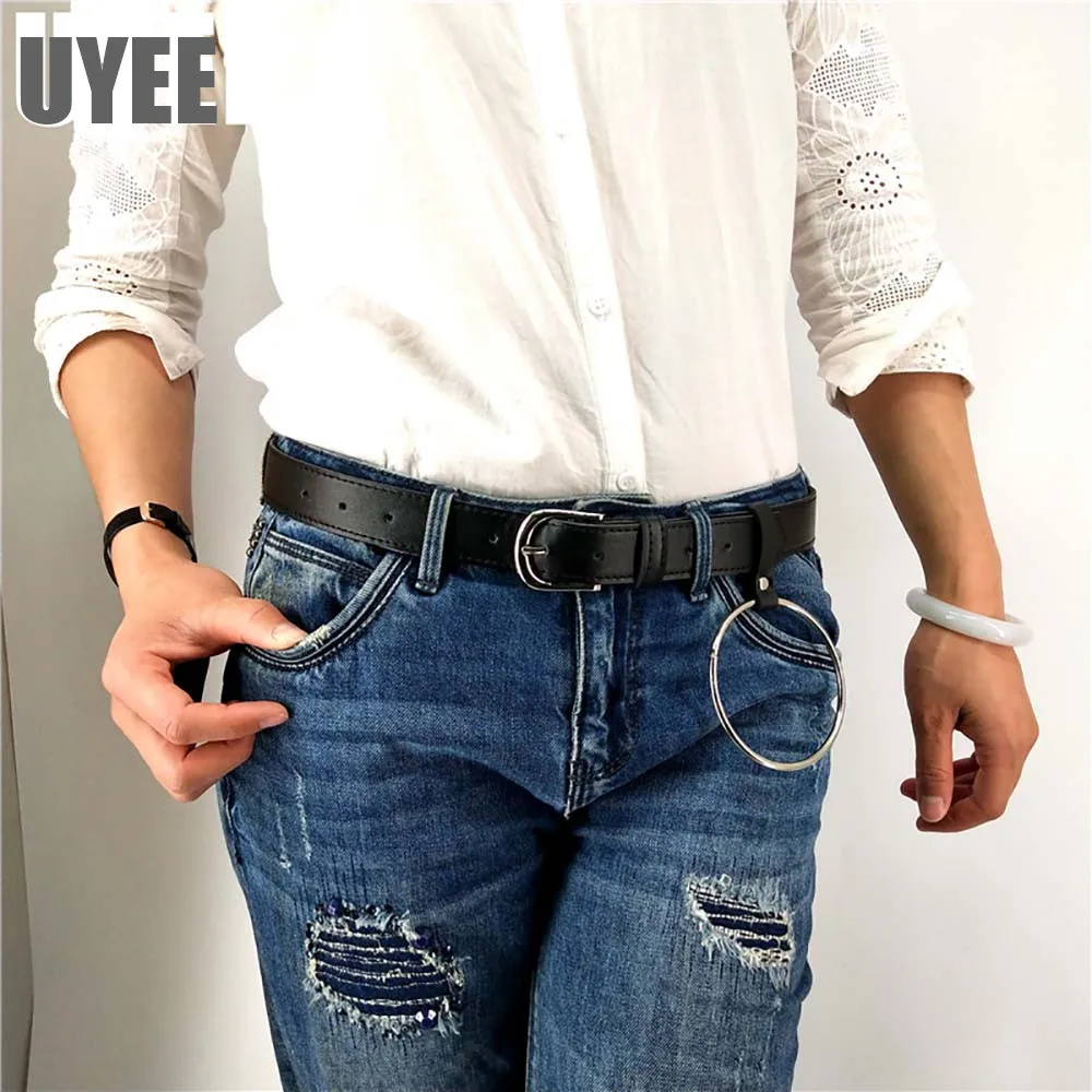UYEE Leather Belt Edgy For Women Pastel Goth Fashion Leather Harness Leg Cage Body O-ring Belt Adjustable Waist Harness Punk Top